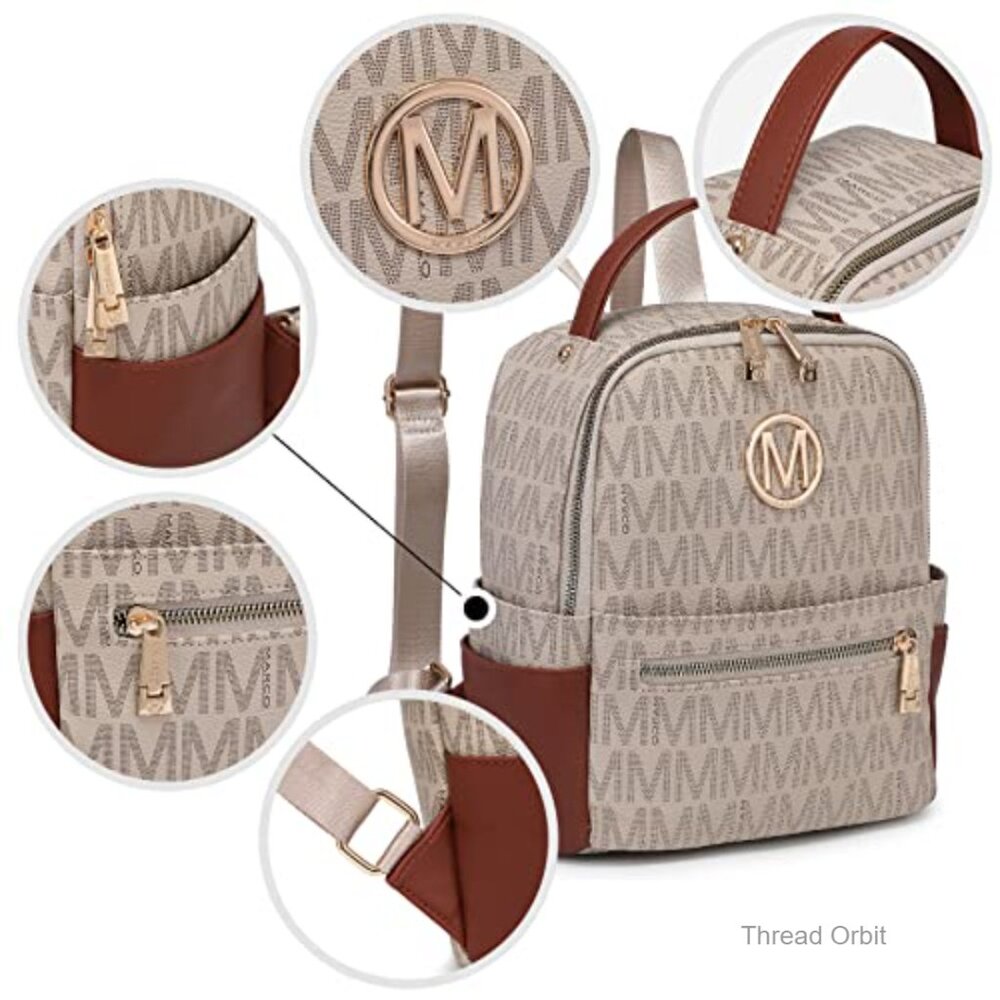 Small Vegan Leather Backpack With Multiple Pocket… - image 4